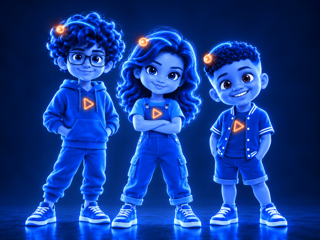 Neon Tech Trio Mascot Portrait